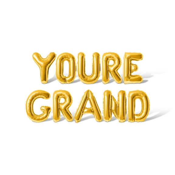 Letter Balloons - YOURE GRAND 16" Inch Alphabet Letters Foil Mylar Balloon Grandparents Party Banner (Gold)
