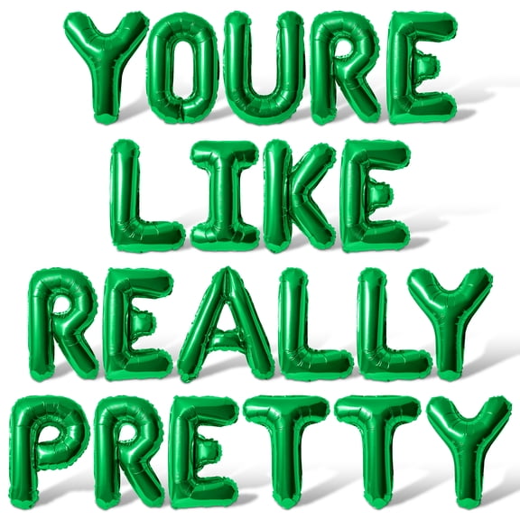 Letter Balloons - YOURE LIKE REALLY PRETTY 16" Inch Alphabet Letters Foil Mylar Balloon Galentines Day Party Banner (Green)
