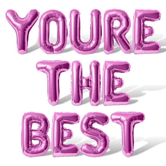 Letter Balloons - YOURE THE BEST 16" Inch Alphabet Letters Foil Mylar Balloon Graduation Party Banner (Pink)