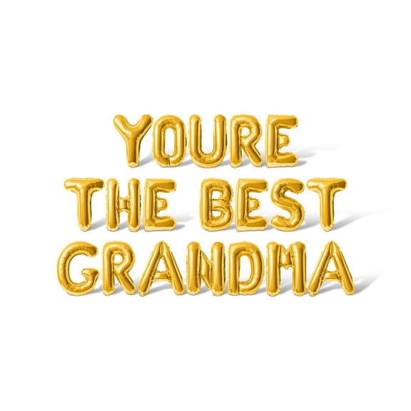 Letter Balloons - YOURE THE BEST GRANDMA 16" Inch Alphabet Letters Foil Mylar Balloon Grandparents Party Banner (Gold)