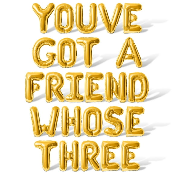 Letter Balloons - YOUVE GOT A FRIEND WHOSE THREE 16" Inch Alphabet Letters Foil Mylar Balloon 3rd Birthday Party Banner (Gold)
