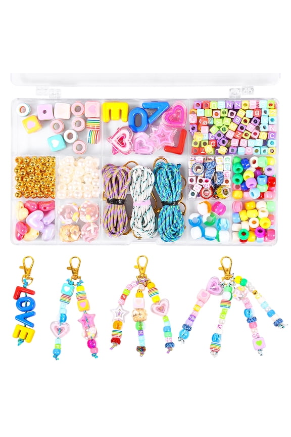 Letter Bead Custom Keychain Making Kit with Charm for Adult Beginner