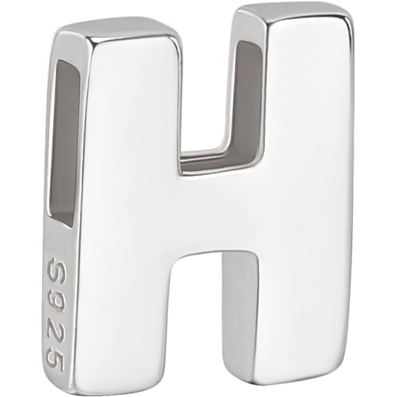 Letter Bead Letter-H Sterling Silver Capital Letter Alphabet Bead Initial Necklace Bracelet Pendant Charm for Jewelry Making for making