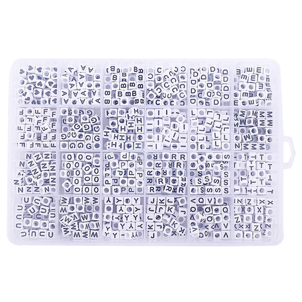 Letter Bead Set Bead Accessories with 24 Grids Storage Box DIY Plastic Bead Material Heart Pattern Beads for Beaded Bracelet Necklace Keychain Jewelries Pendant and Ornaments 960 Pieces