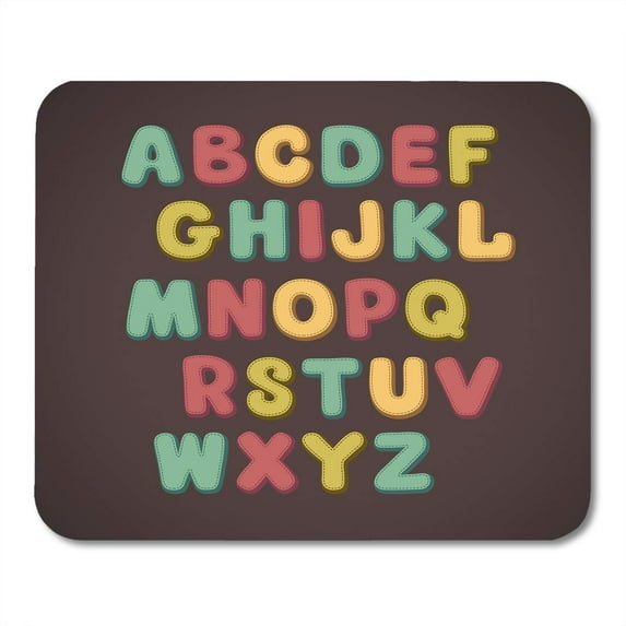 Letter Black School Hand Drawn Cartoon Doodle Alphabet Funny Flat Mousepad Mouse Pad Mouse Mat 9x10 inch