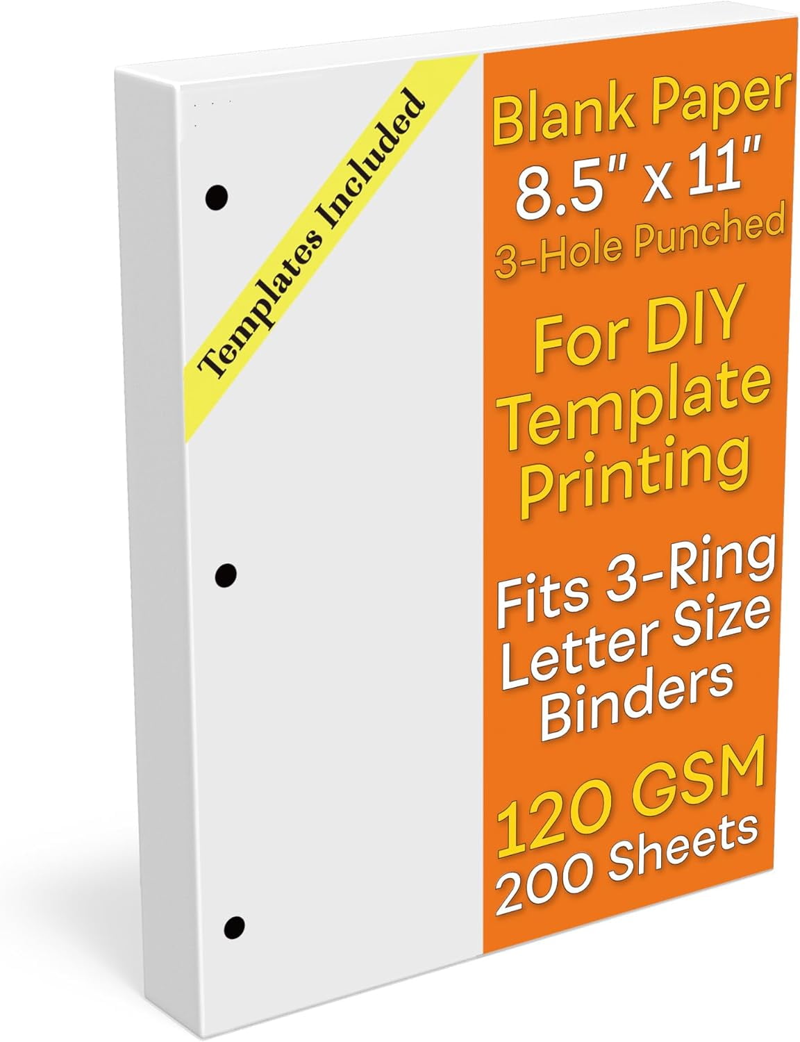 Snapklik.co : Half Letter Blank Paper, 3-Hole Punched, 250 Sheets/500 Pages, 100 GS, Printer