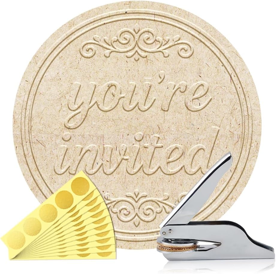 Letter Book Embosser Personalized You're Invited Pattern Book Stamp Durable Library Stamp with Handle Set