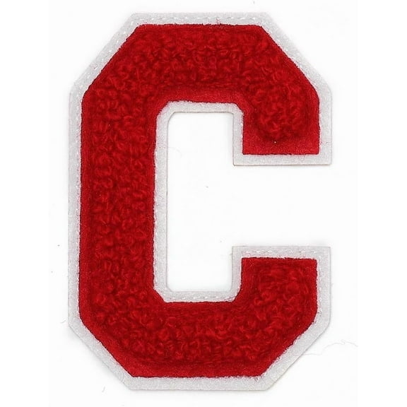 Letter C - 2-1/2" Chenille Stitch Varsity Iron-On Patch by pc, TR-12154 (Red)