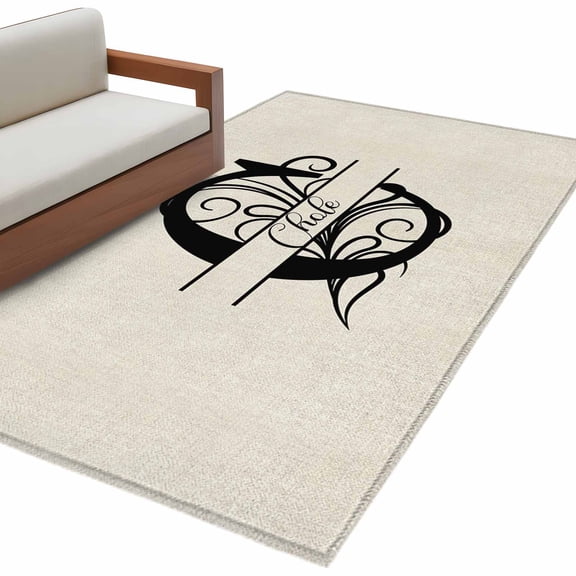 Letter C 3'x5' Washable Rug, Monogram Words Non-Slip Area Rugs for Entryway Kitchen Classroom, Dorm Throw Carpet, Low Pile Soft Indoor Floor Mat