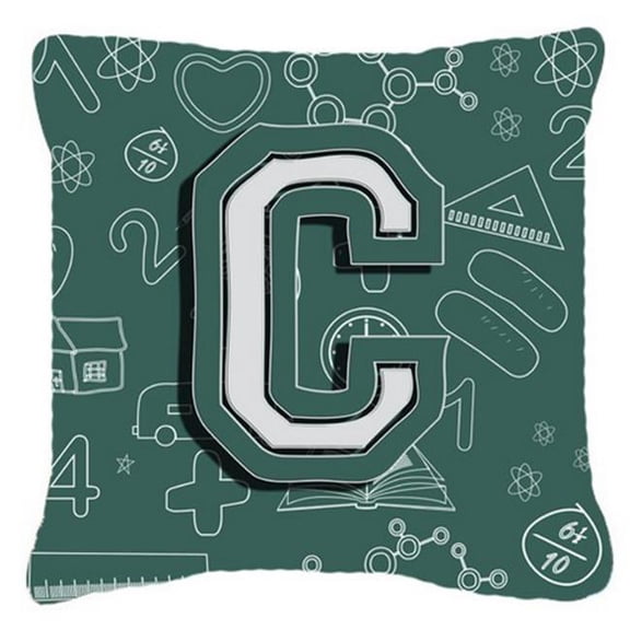 Letter C Back To School Initial Canvas Fabric Decorative Pillow