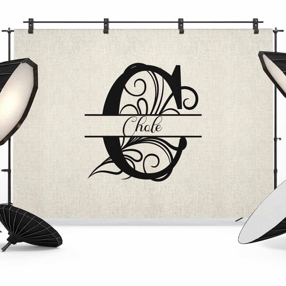 Letter C Backdrop for Photoshoot, Photography Photo Studio Background Wall Backdrop, Monogram Words Back Drop Banner Panel for Portraits Wedding Party Live Streaming Decor 7x5Ft