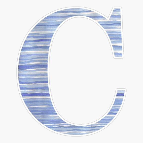 Letter C Blue Stripes Monogram Vinyl Decal Sticker