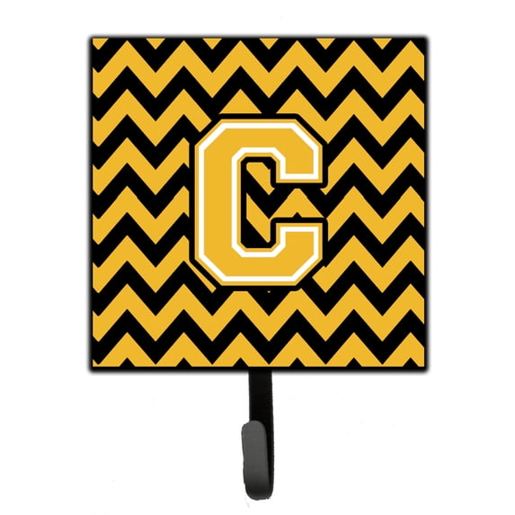 Letter C Chevron Black and Gold Leash or Key Holder