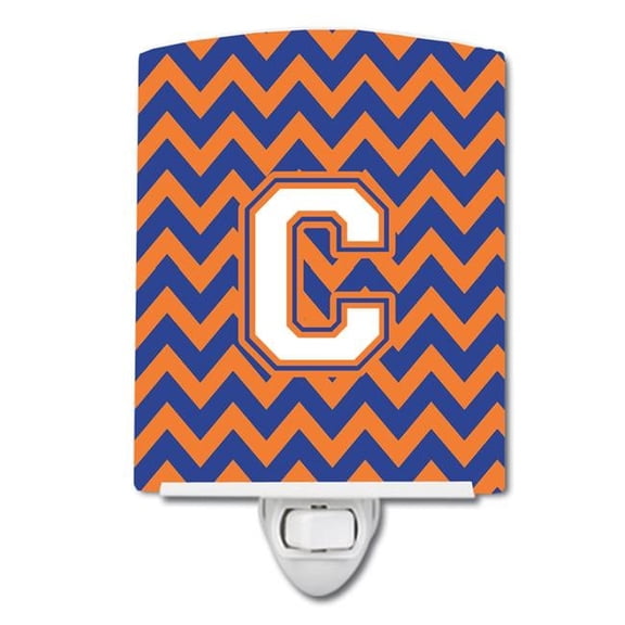 Letter C Chevron Blue & Orange No.3 Ceramic Night Light