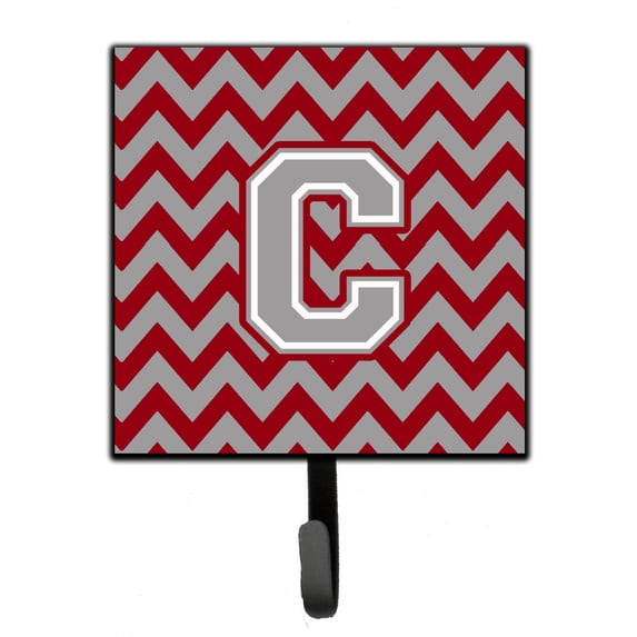 Letter C Chevron Crimson and Grey Leash or Key Holder