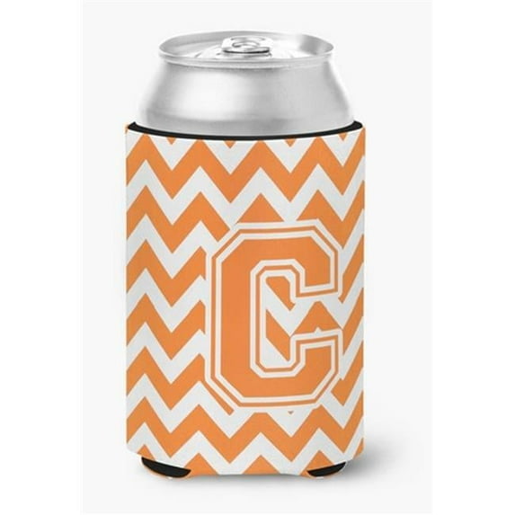Letter C Chevron Orange & White Can or Bottle Hugger