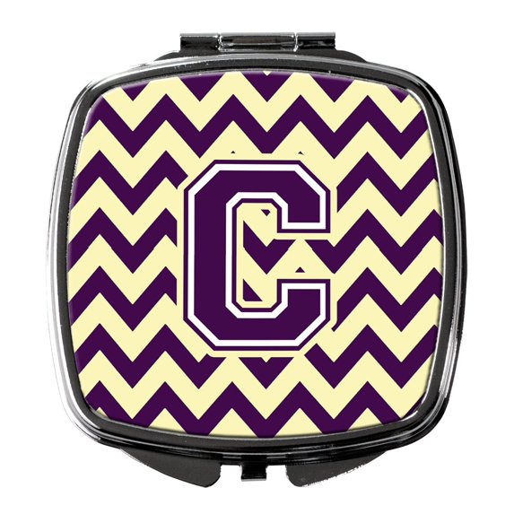 Letter C Chevron Purple and Gold Compact Mirror CJ1058-CSCM