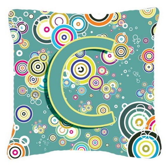 Letter C Circle Circle Teal Initial Alphabet Canvas Fabric Decorative Pillow