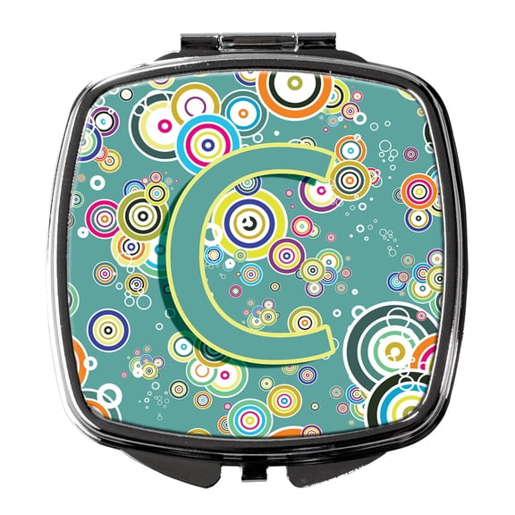 Letter C Circle Circle Teal Initial Alphabet Compact Mirror CJ2015-CSCM