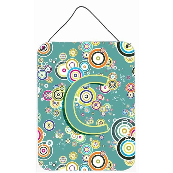 Letter C Circle Circle Teal Initial Alphabet Wall and Door Hanging Prints