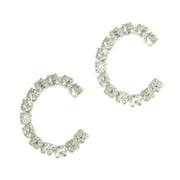 Letter "C" Crystal Rhinestone Pierced Initial Earrings 3/4" Ladies Adult Female Women