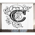 thumbnail image 1 of Ambesonne Letter C Curtains 2 Panel Set, Gothic Vintage Capital, 108" x 96", White Black Grey, 1 of 3