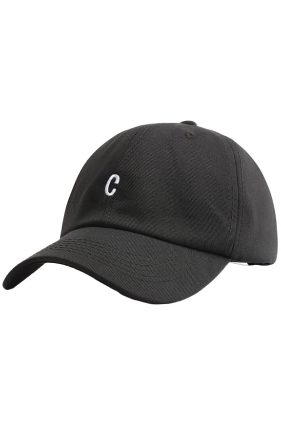Letter C Embroidered Hat Fashion Baseball Simple Headwear Summer Sun Hat Cotton Headwear for Woman Man Student (Black)