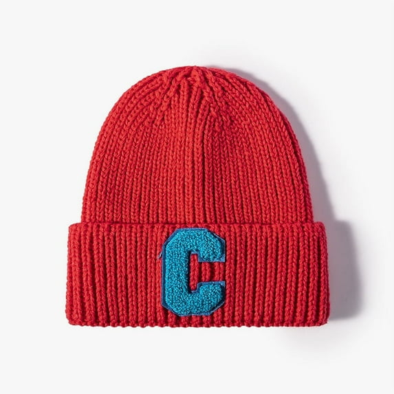 Letter C Embroidered Men's Knitted Hat Winter Outdoor Warm Student Brimless Cold Hat Cross-border Wool Hat Female
