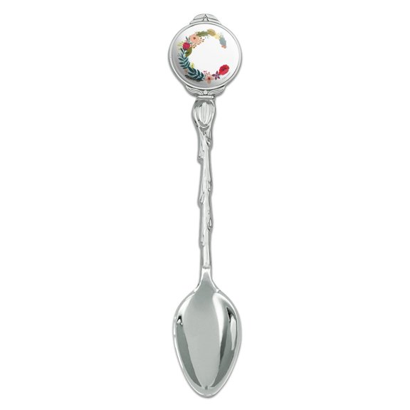 Letter C Floral Monogram Initial Novelty Collectible Demitasse Tea Coffee Spoon
