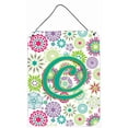 thumbnail image 1 of Letter C Flowers Pink Teal Green Initial Wall or Door Hanging Prints, 1 of 2