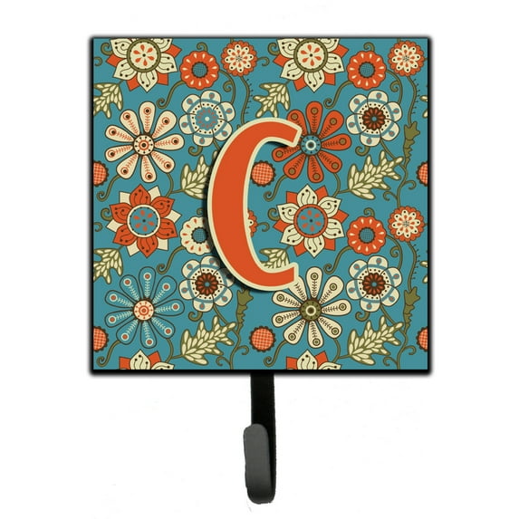 Letter C Flowers Retro Blue Leash or Key Holder