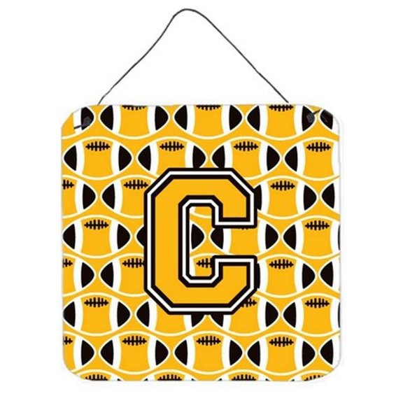 Letter C Football Black, Old Gold & White Wall or Door Hanging Prints