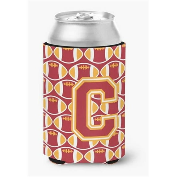 Letter C Football Cardinal & Gold Can or Bottle Hugger