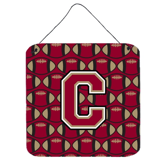 Letter C Football Garnet and Gold Wall or Door Hanging Prints