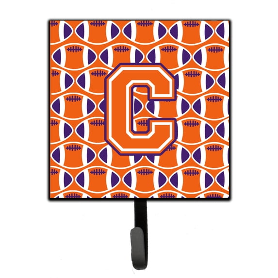 Letter C Football Orange White and Regalia Leash or Key Holder