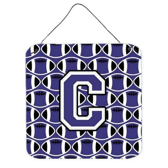 Letter C Football Purple & White Wall or Door Hanging Prints