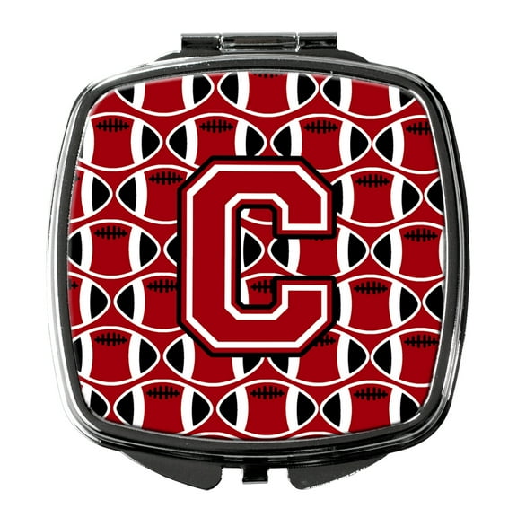 Letter C Football Red Black and White Compact Mirror CJ1073-CSCM