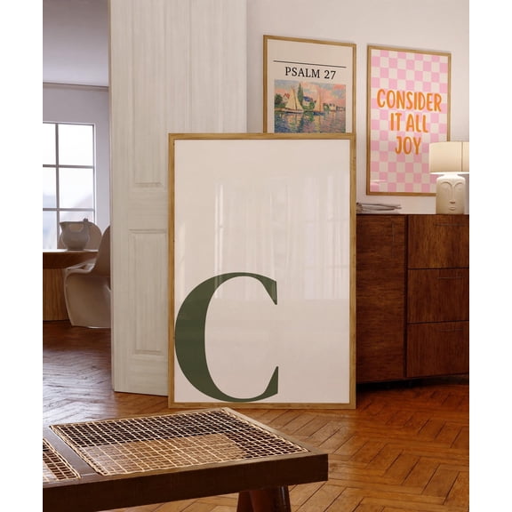 Letter C Green Alphabet Monogram Decor Wall Art
