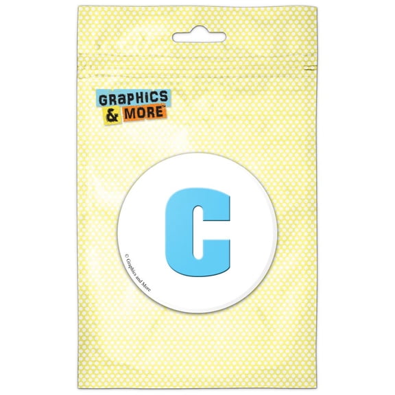 Letter C Initial Baby Boy Block Font Blue Shower Refrigerator Button Magnet