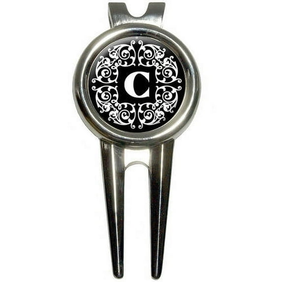 Letter C Initial Black And White Scrolls