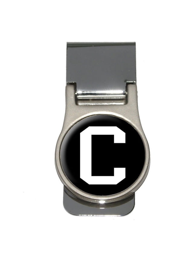 Letter C Initial Black White Money Clip