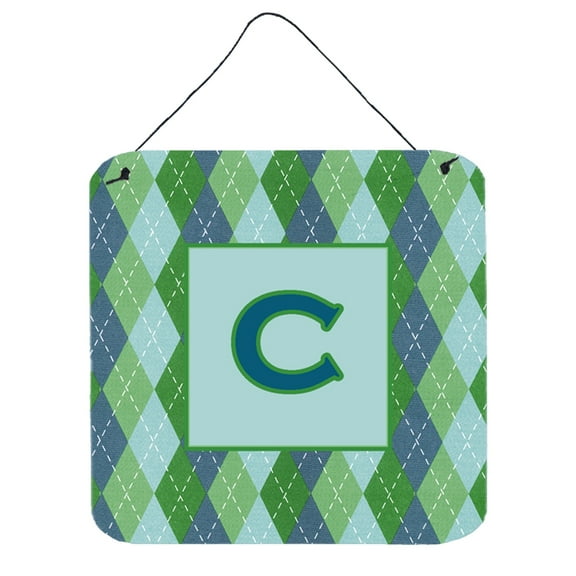 Letter C Initial Monogram - Blue Argoyle Wall or Door Hanging Prints