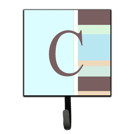 Letter C Initial Monogram - Blue Stripes Leash or Key Holder