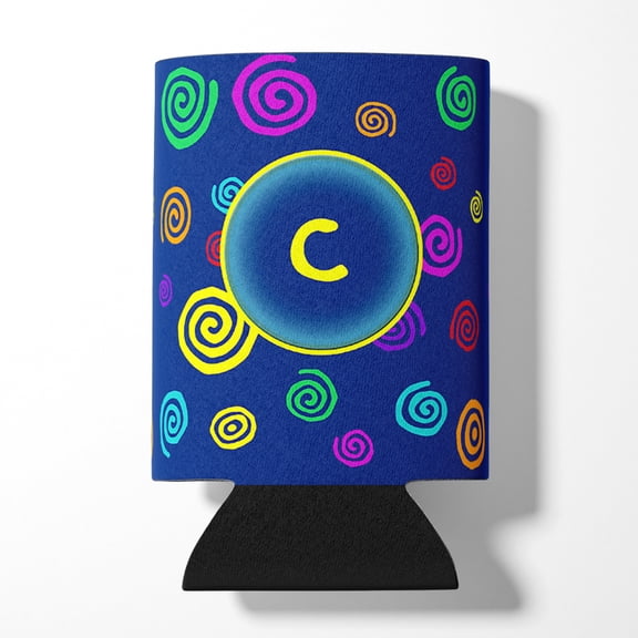 Letter C Initial Monogram - Blue Swirls Can or Bottle Hugger