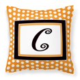 thumbnail image 1 of Letter C Initial Monogram - Orange Polkadots Fabric Decorative Pillow, 1 of 4