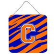 thumbnail image 1 of Letter C Initial Tiger Stripe - Blue Orange Aluminium Metal Wall Or Door Hanging Prints, 1 of 1