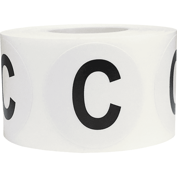 Letter C Inventory Labels 1.5 Inch Round Circle Dots 500 Adhesive Stickers