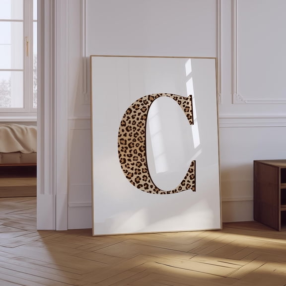 Letter C Leopard Girly Unframed Paper Print