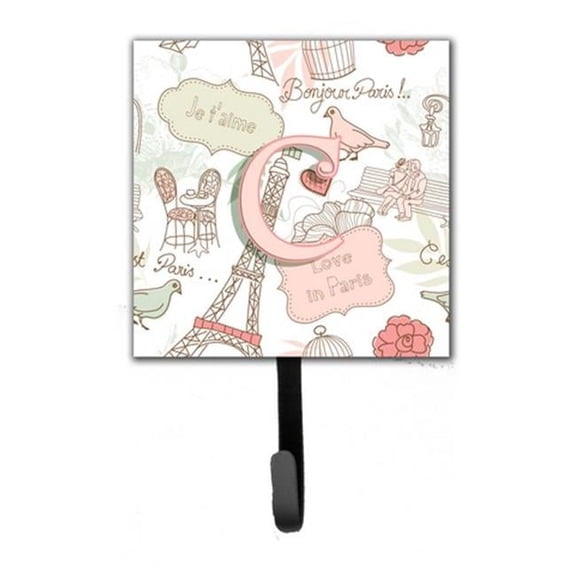 Letter C Love In Paris Pink Leash & Key Holder