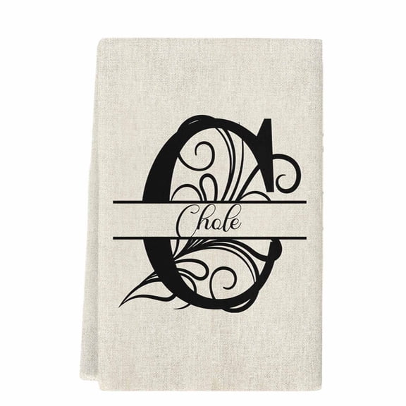 Letter C Microfiber Kitchen Towel, Monogram Words Soft Absorbent Dish Towels, Quick Drying Washable Dishcloths for Kitchen Cleaning, Drying Dishes, 18x28 Inches